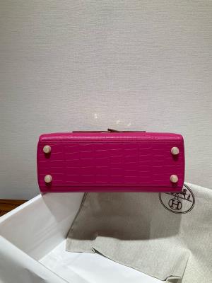 wholesale quality hermes kelly 25 matte niloticus crocodile j5 rose scheherazade ghw